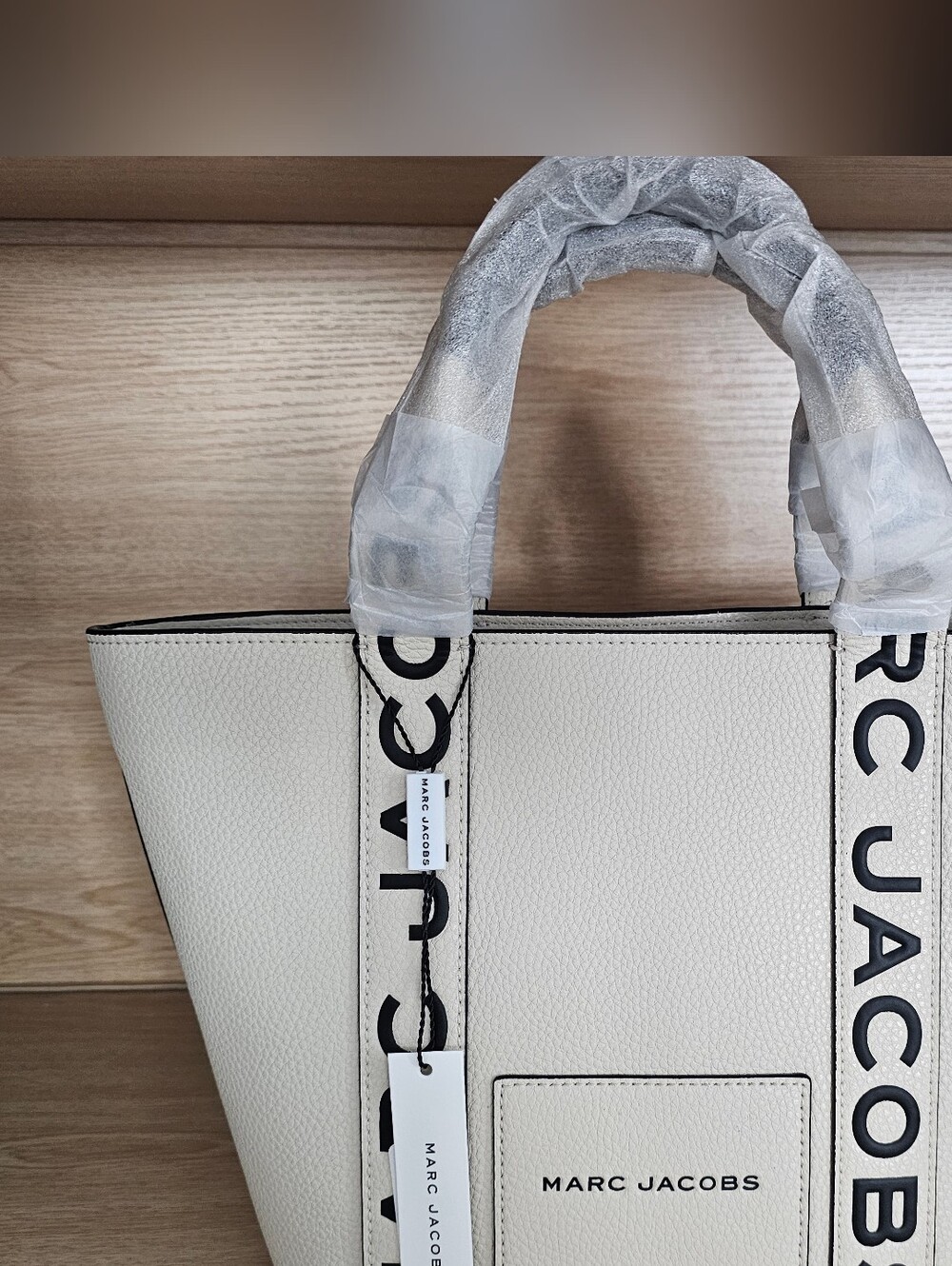 Marc Jacobs Marshmallow Pebbled Leather Tote with Logo Straps